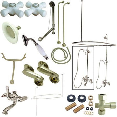 Kingston Brass Vintage Clawfoot Tub Package with Porcelain Cross Handles, Satin Nickel Clawfoot Tub Set Kingston Brass